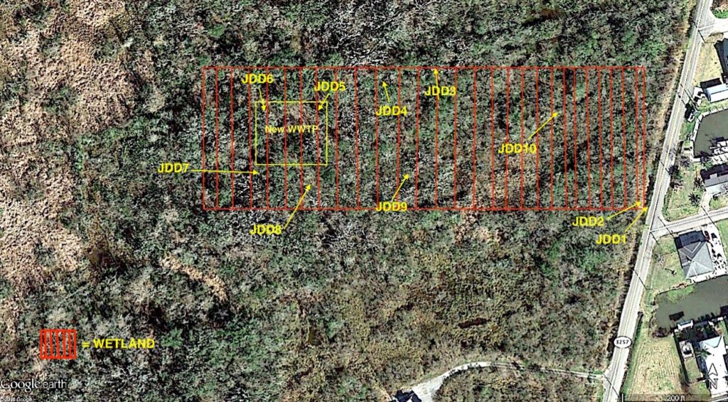 Delineation project boundary for the Jonathan Davis wastewater treatment plant 